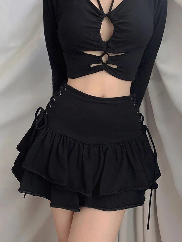 Streetwear Harajuku Y2K High Waist Bandage Mini Skirt