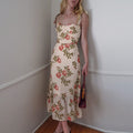 Vintage Chiffon Sweetheart Strap Midi Dress