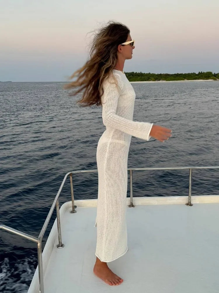 Knitted See Through Bodycon Beach Summer Maxi Dress