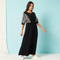 Snake Print Elastic Waist Half Sleeve Maxi Dress