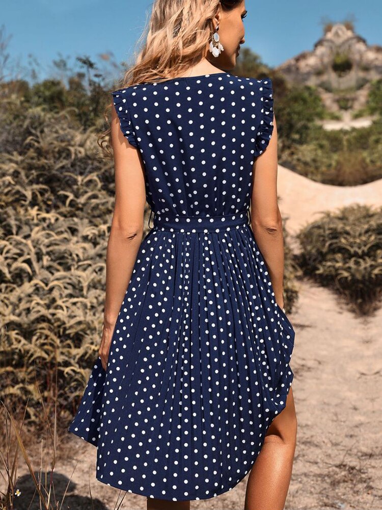 Polka Dot A Line Beach Midi Dress