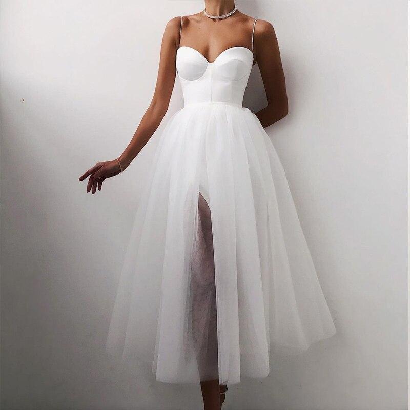 Halter Shoulder Mesh Spliced Elegant Party Dress