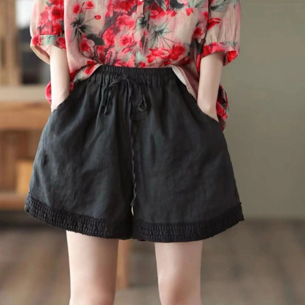 Lace Hook Cotton Hollow Literary Retro Short