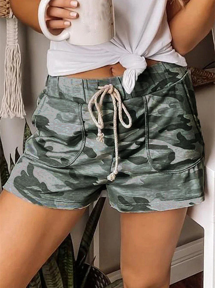 Camo Lace-Up Loose Street Style Summer Short