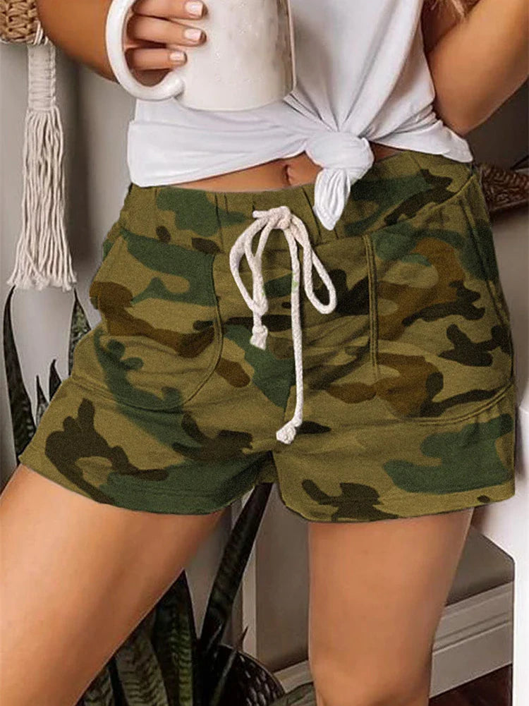 Camo Lace-Up Loose Street Style Summer Short