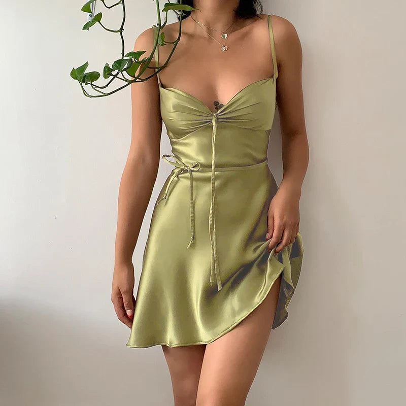 Belted Solid Color Summer Grace Mini Dress