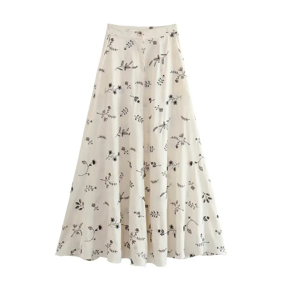 Floral Embroidered Crop Top Boho Maxi Dress