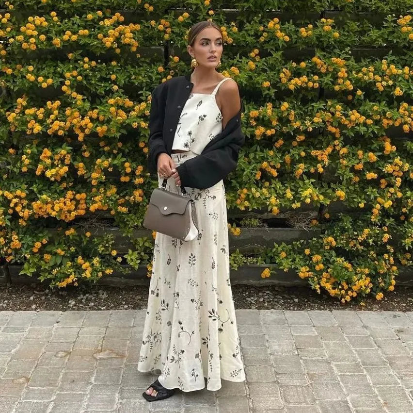 Floral Embroidered Crop Top Boho Maxi Dress
