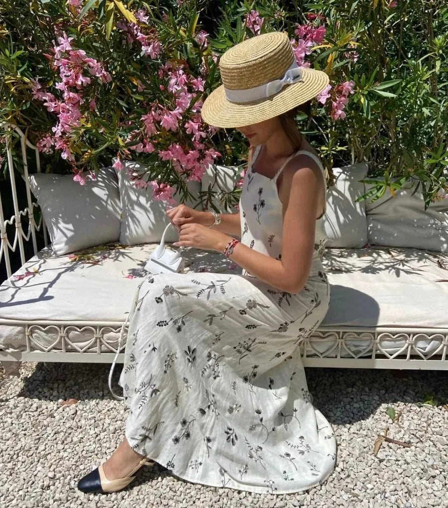 Floral Embroidered Crop Top Boho Maxi Dress