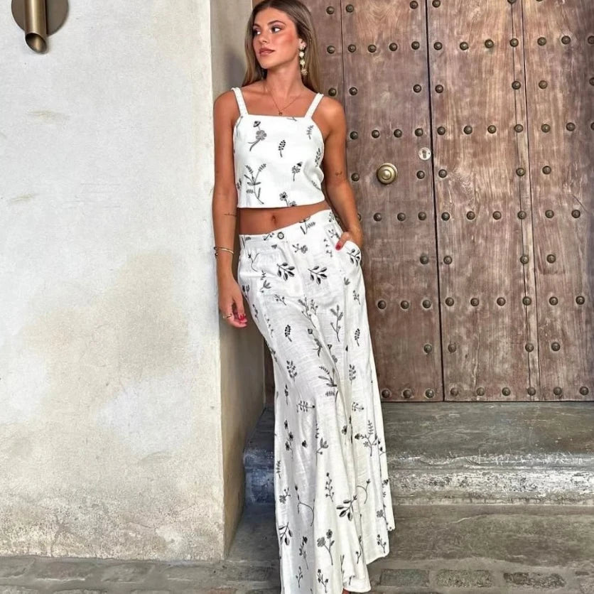 Floral Embroidered Crop Top Boho Maxi Dress