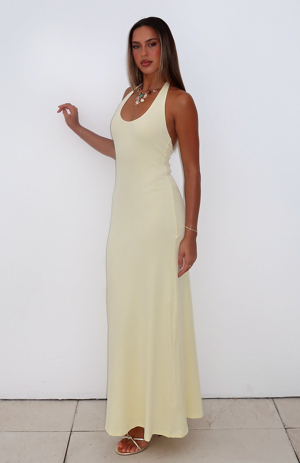 Halter Lemon Took A Chance Maxi Dress