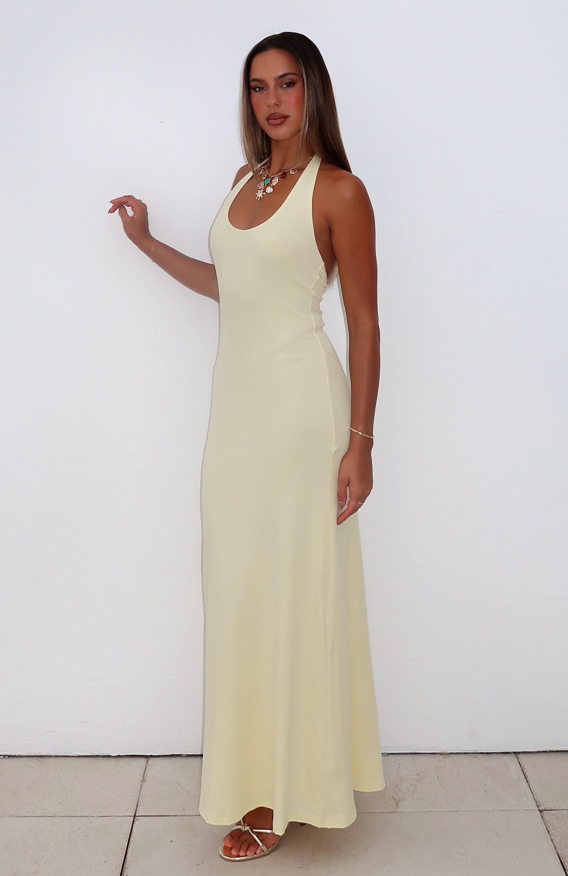 Halter Lemon Took A Chance Maxi Dress