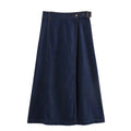 Vintage Loose Denim Long Skirt with Sashes