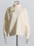 Hollow Out Solid Turtleneck Sweater