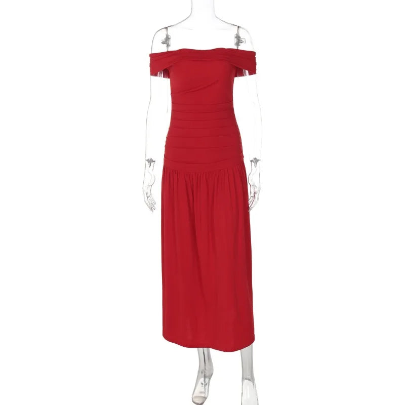 Red Sleeveless Bandeau Patchwork Party Dress