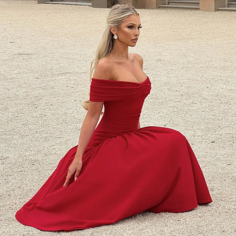 Red Sleeveless Bandeau Patchwork Party Dress