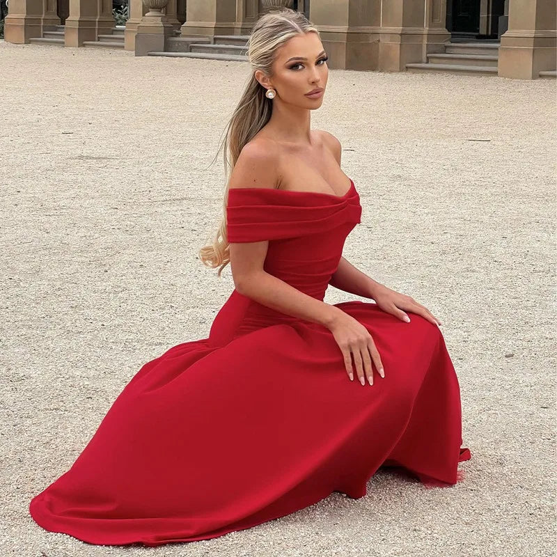 Red Sleeveless Bandeau Patchwork Party Dress