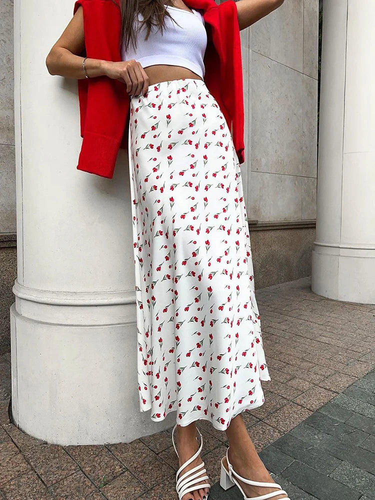 Cherry A-line Fish Tail Patchwork Skirt