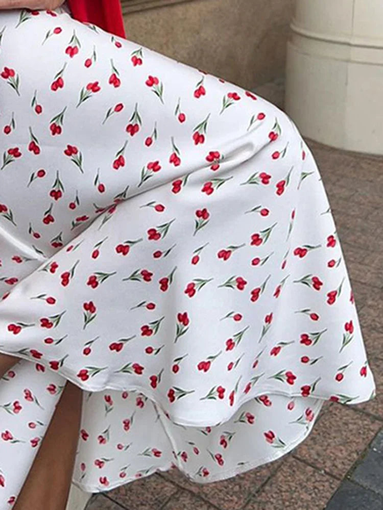Cherry A-line Fish Tail Patchwork Skirt