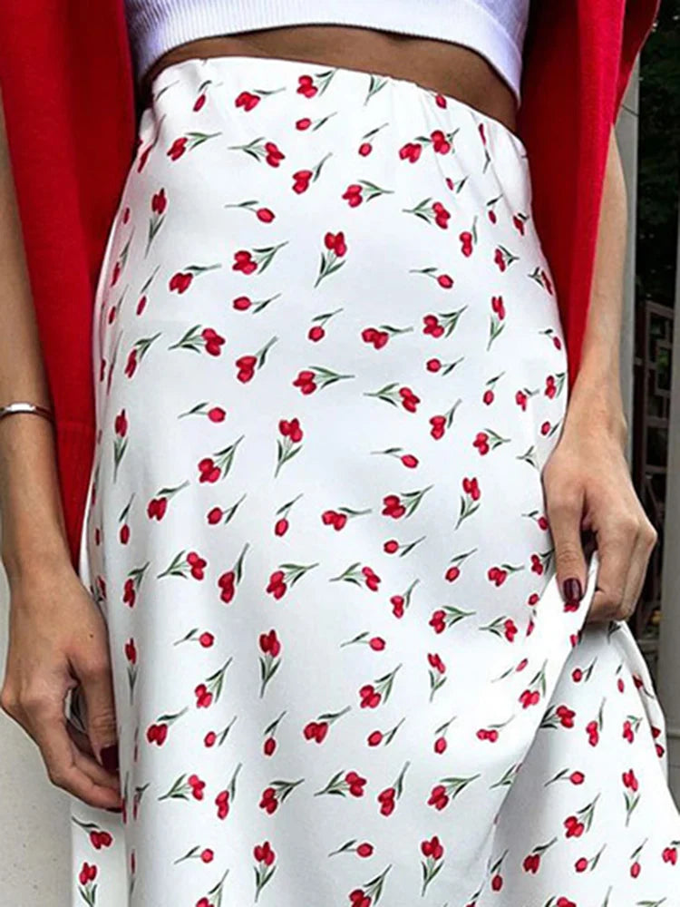 Cherry A-line Fish Tail Patchwork Skirt