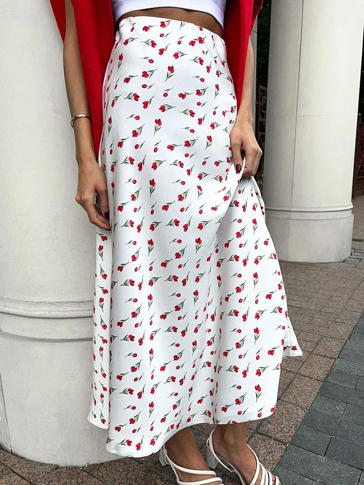 Cherry A-line Fish Tail Patchwork Skirt