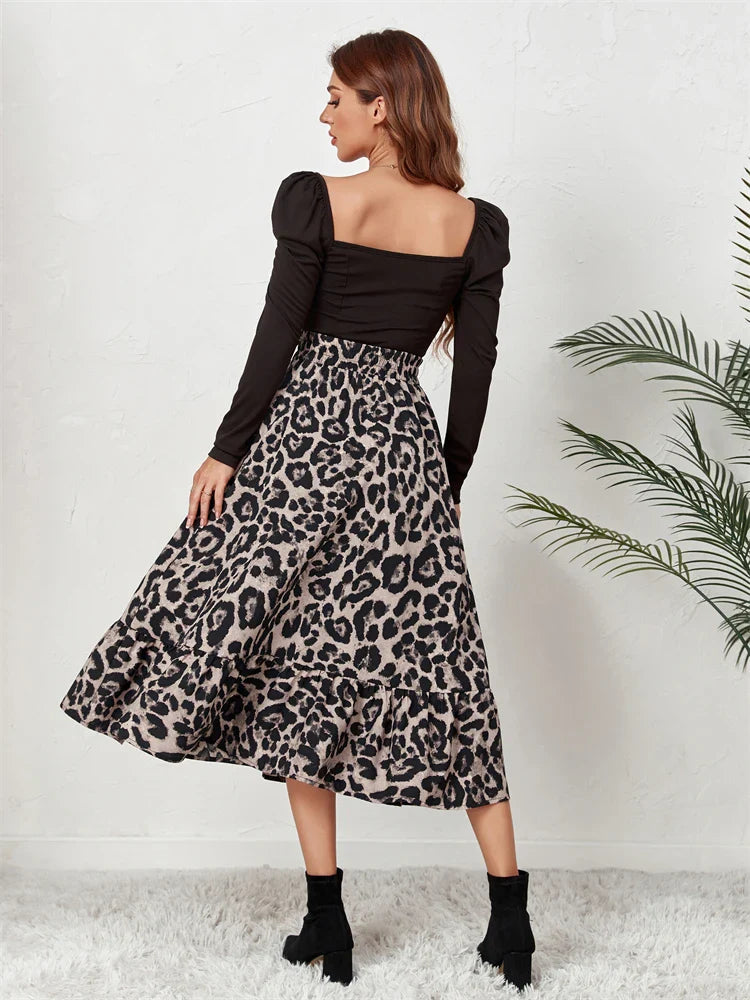 Leopard Casual Boho Printed Long Skirt
