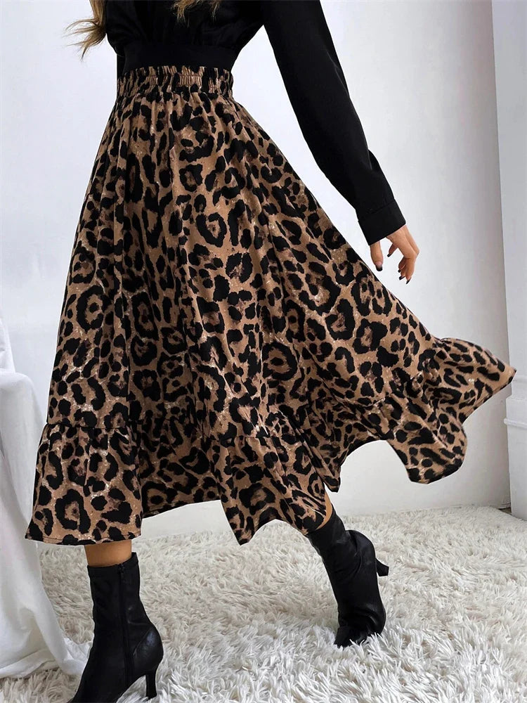 Leopard Casual Boho Printed Long Skirt