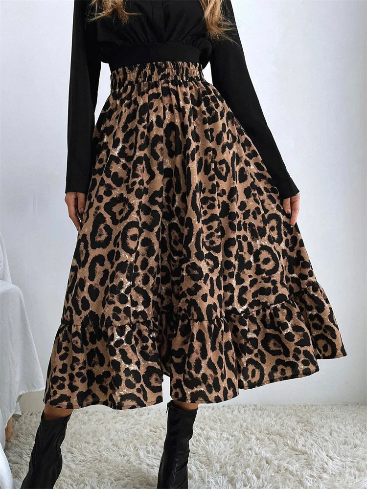 Leopard Casual Boho Printed Long Skirt