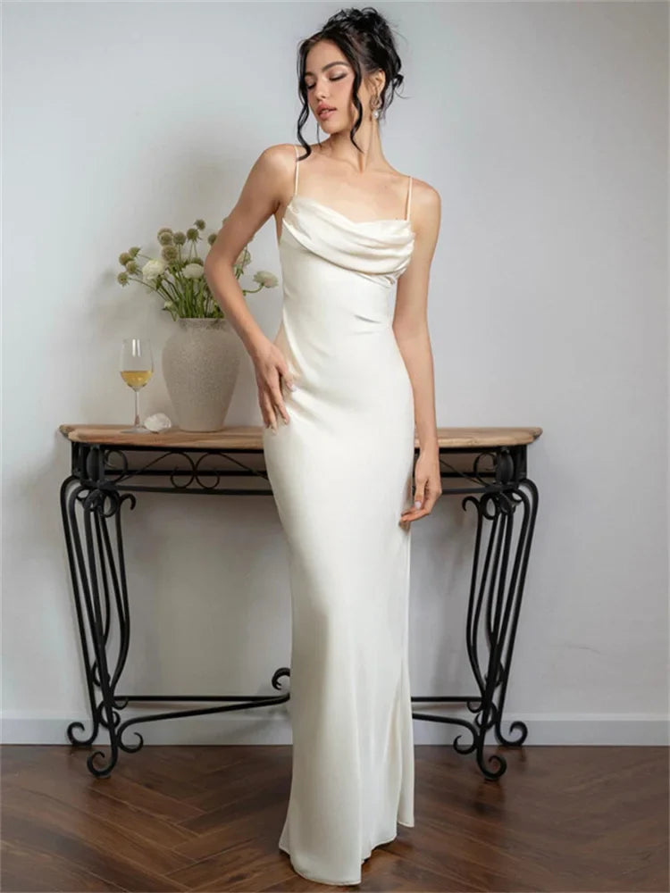 Halter Pleated High Waist Backless Solid Party Dress