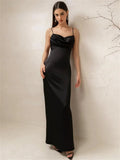 Halter Pleated High Waist Backless Solid Party Dress