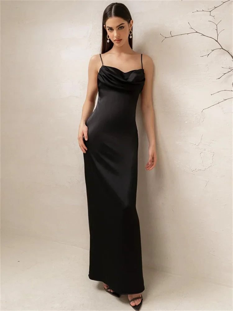 Halter Pleated High Waist Backless Solid Party Dress