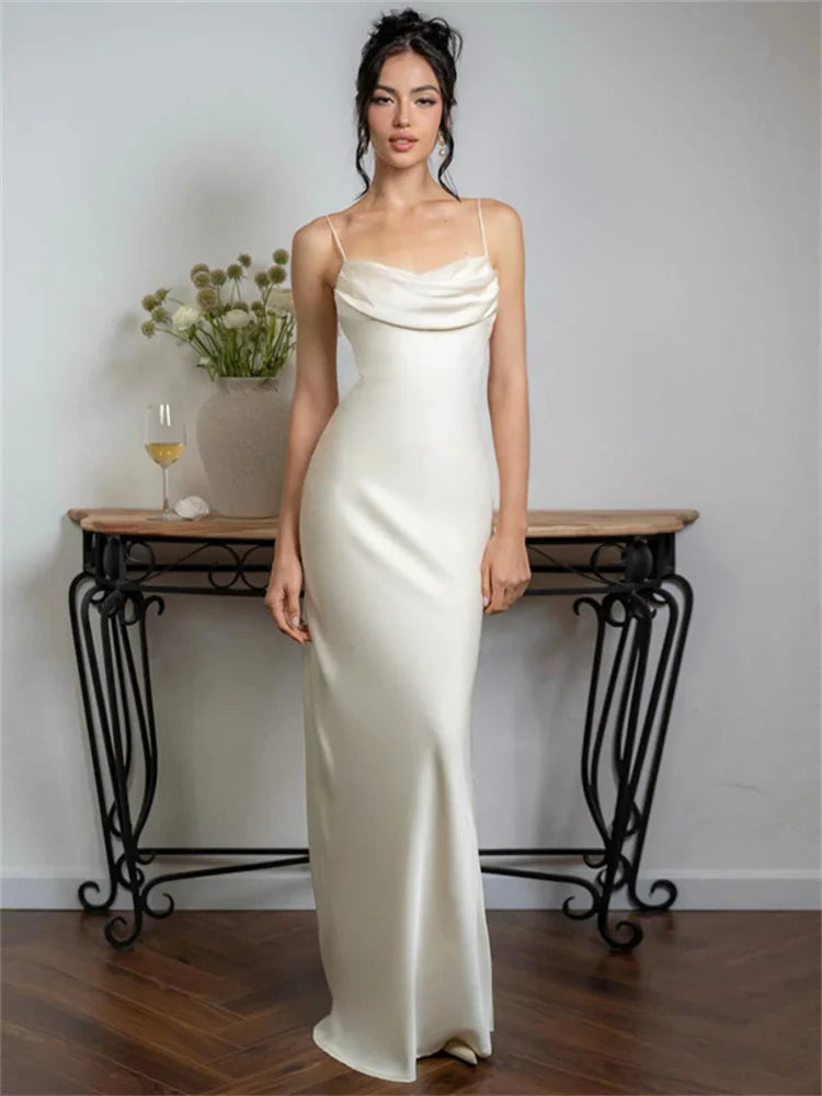 Halter Pleated High Waist Backless Solid Party Dress