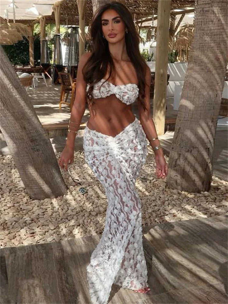 Pleated High Waist Beach Holiday Casual Maxi Dress