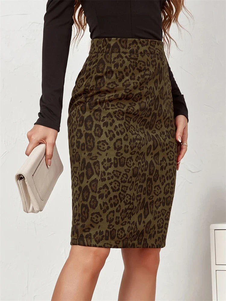 Leopard Print Wrap Maxi Skirt