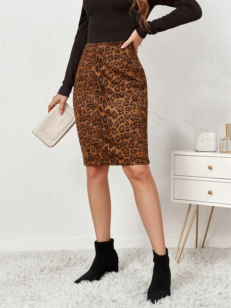 Leopard Print Wrap Maxi Skirt
