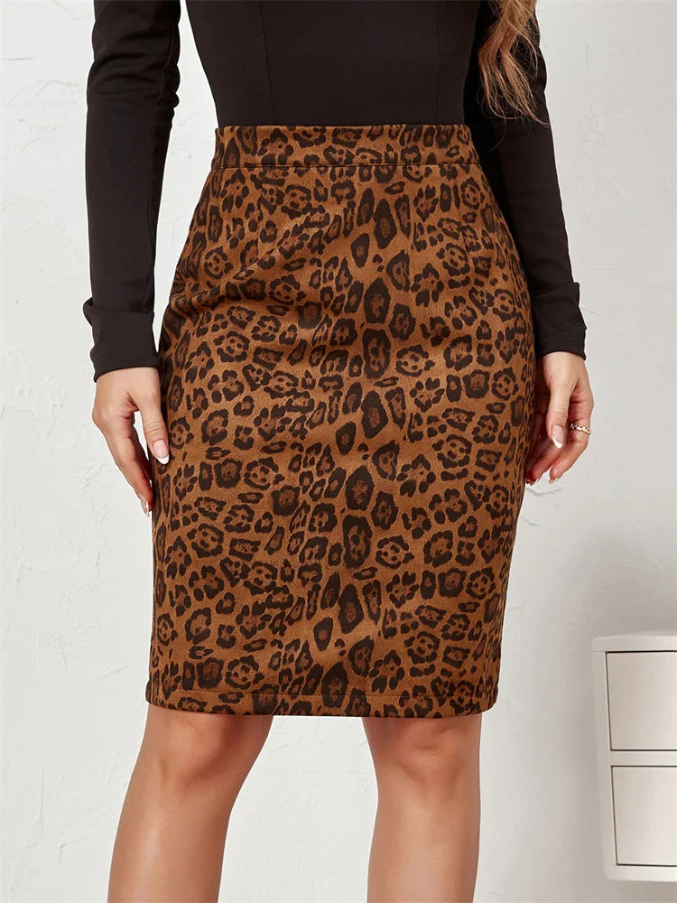 Leopard Print Wrap Maxi Skirt