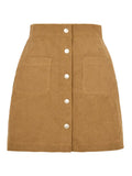 Corduroy Button Flare Skater Short Skirt