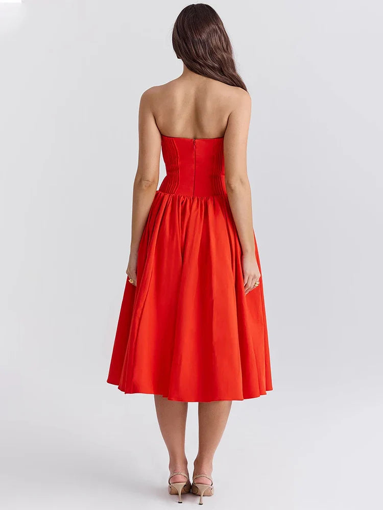 Off Shoulder Wrapped Chest Midi Dress