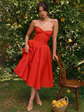 Off Shoulder Wrapped Chest Midi Dress