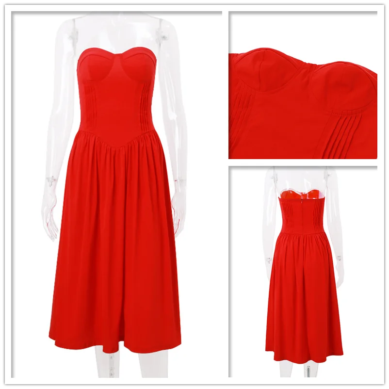 Off Shoulder Wrapped Chest Midi Dress