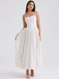 Slim Fit White Floral Lace Summer Maxi Dress