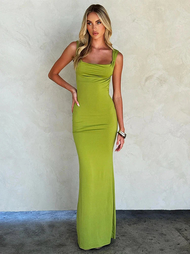 Sleeveless Backless Slim Fit Camisole Maxi Dress