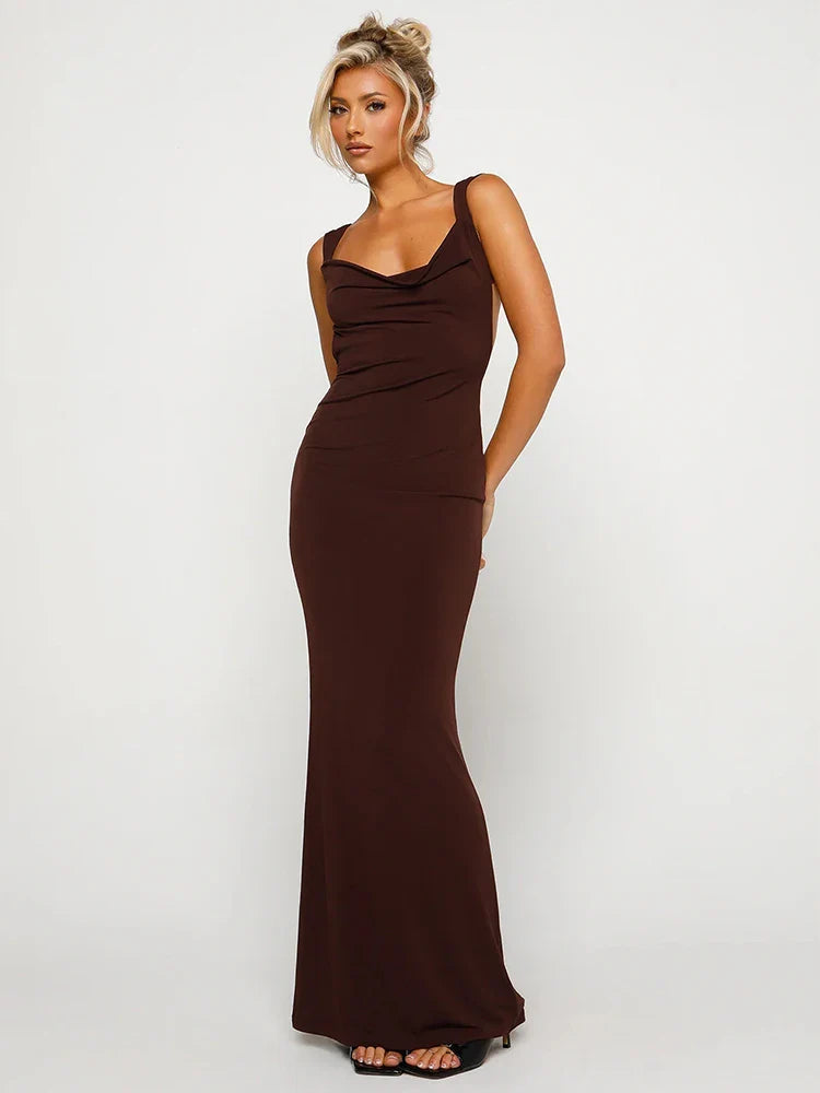 Sleeveless Backless Slim Fit Camisole Maxi Dress