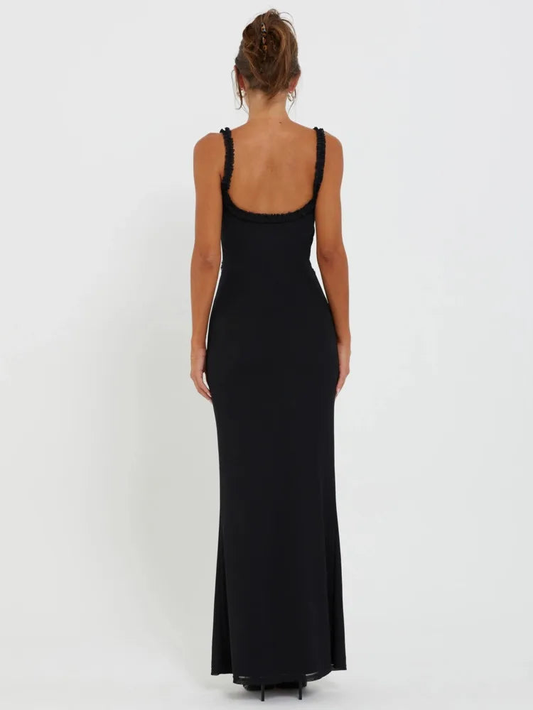 Perspective Lace Slim Bodycon Nightclub Maxi Dress