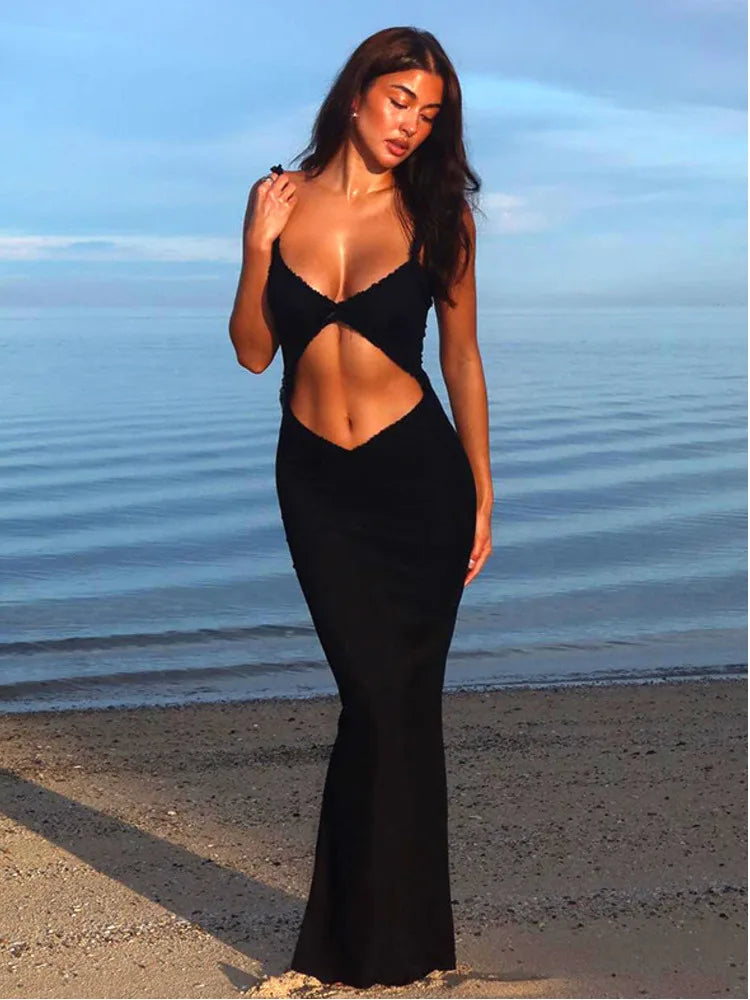 Perspective Lace Slim Bodycon Nightclub Maxi Dress