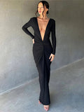 Deep V Neck Mermaid Slim Bodycon Nightclub Maxi Dress