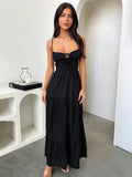 A-line Spaghetti Strap Backless Party Summer Maxi Dress