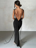 Spaghetti Strap Slim Bodycon Backless Summer Maxi Dress