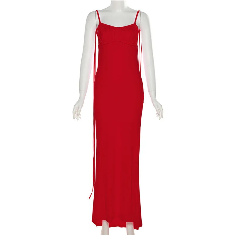 Spaghetti Strap Slim Bodycon Backless Summer Maxi Dress