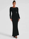 Slim Bodycon Backless Nightclub Autumn Winter Maxi Dress
